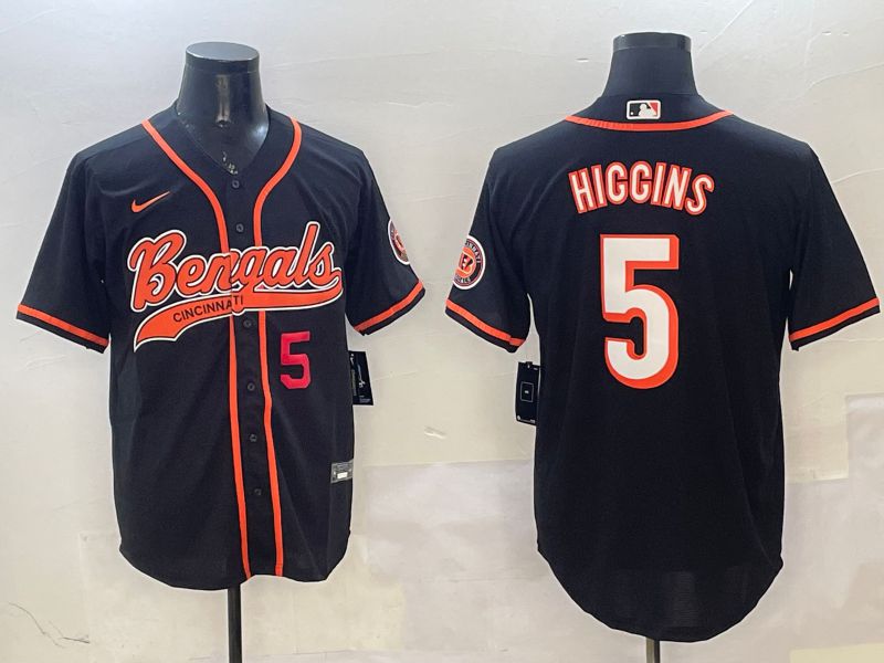 Men Cincinnati Bengals #5 Hiccins Black Joint Name 2025 Nike Limited NFL Jersey style 4